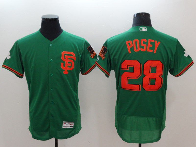 Men San Francisco Giants 28 Posey Green Elite MLB Jerseys